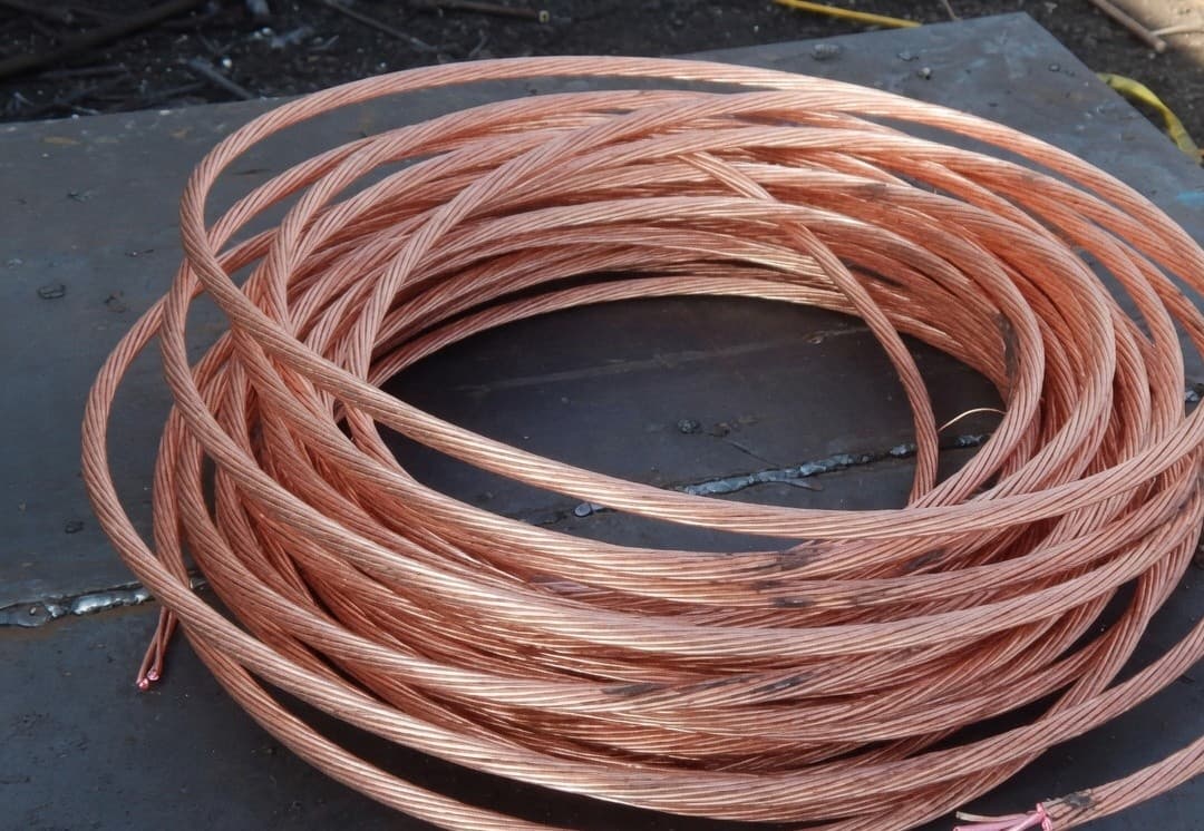Coiled bare copper wire