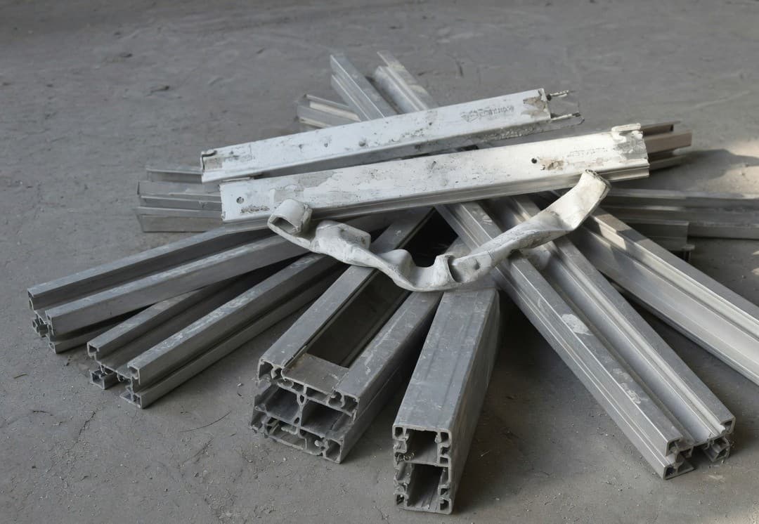 Aluminium profiles ready to be sorted