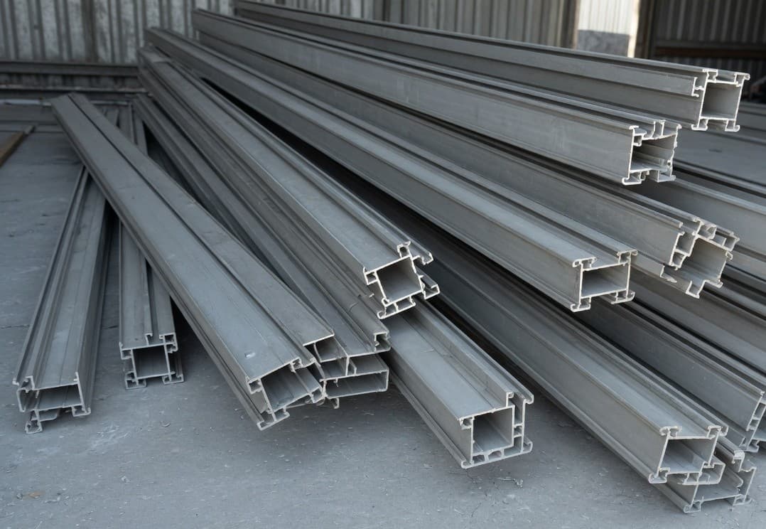 Bare mill-finish aluminium window extrusions with hollow cut ends